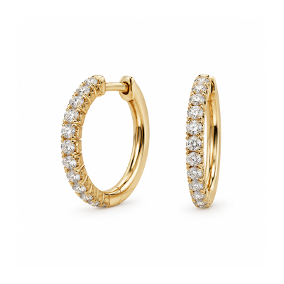 Auskarai su briliantais "Hoop Pave" 0,74 ct