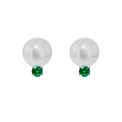 Auskarai su perlais ir smaragdais "Leya"