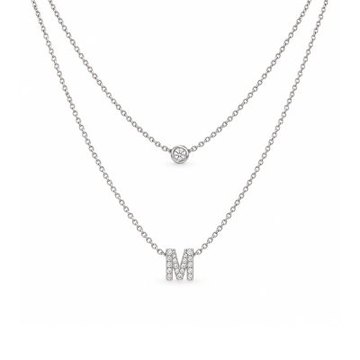 Koljė su raide "M" 0,08 ct