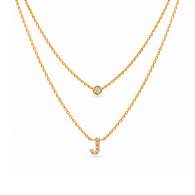 Koljė su raide "J" 0,05 ct