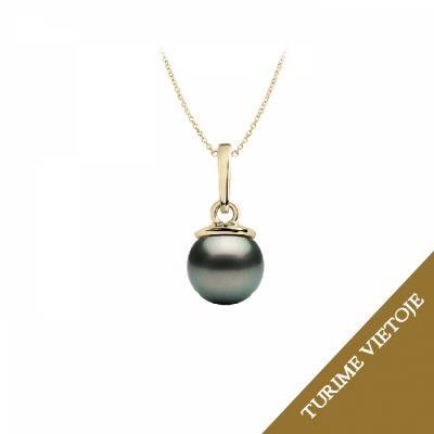 Auksinis pakabukas su perlu,  7,8 mm Taičio perlas