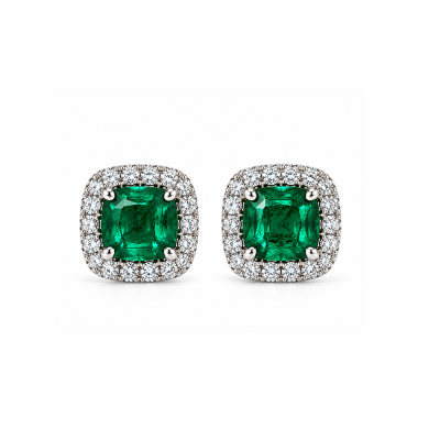 Auskarai su smaragdais ir briliantais "Madona" 1,57 ct