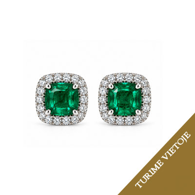 Auskarai su smaragdais ir briliantais "Madona" 1,57 ct