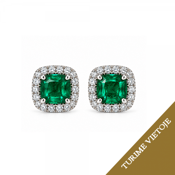 Auskarai su smaragdais ir briliantais "Madona" 1,57 ct