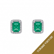Prabangūs auskarai su smaragdais ir briliantais "Emerald"