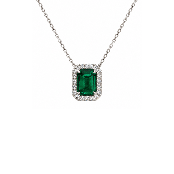 Koljė su smaragdu "Emerald Halo"