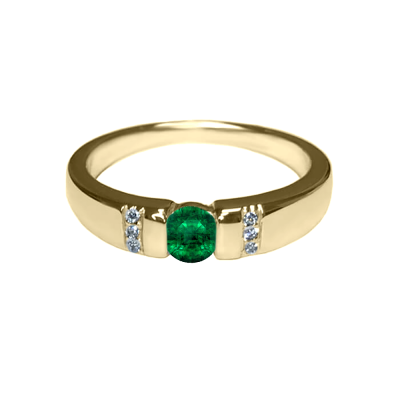 Žiedas su Smaragdu ir briliantais "Olivia" 