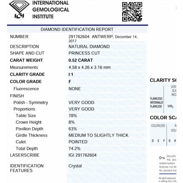 Žiedas "Kornelia" su Princess cut deimantu 0,60 ct 