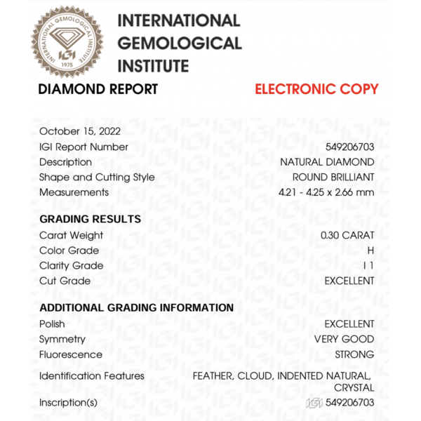 Koljė su briliantu "Eliksir" 0,30 ct 