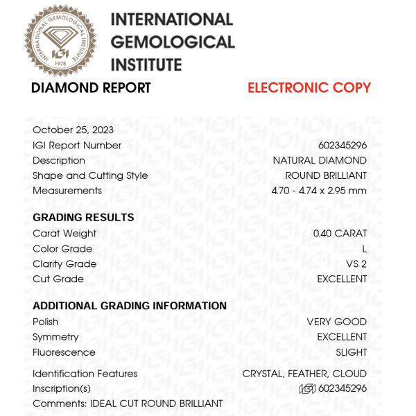 Sužadėtuvių žiedas "Kelly" 0,60 ct 