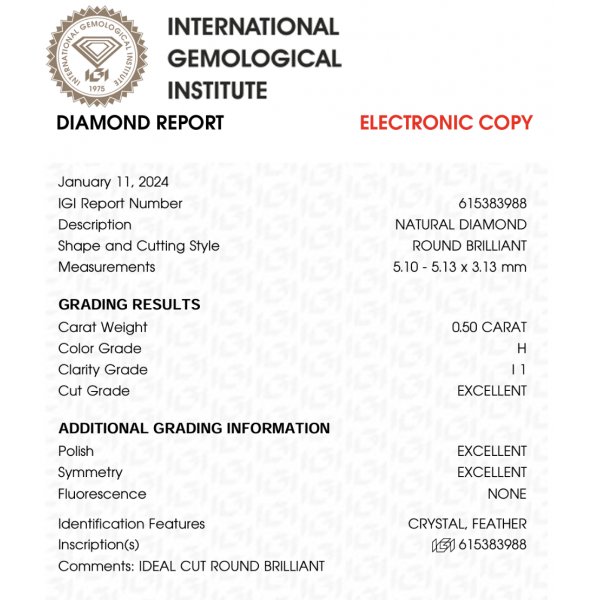 Žiedas su briliantais "Elein" 0,62 ct 