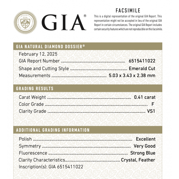Žiedas "Kornelia" su Emerald cut deimantu 0,49 ct 