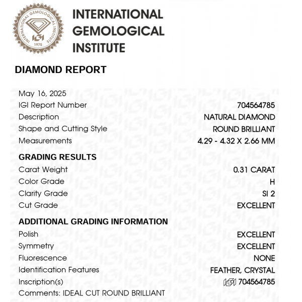 0,61 ct auskarai su briliantais "Veol"