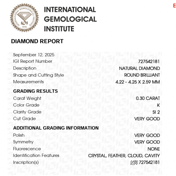 Sužadėtuvių žiedas "Parisa" 0,30 ct 