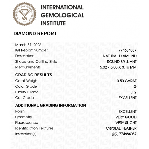 Koljė su briliantu "Rosa" 0,50 ct