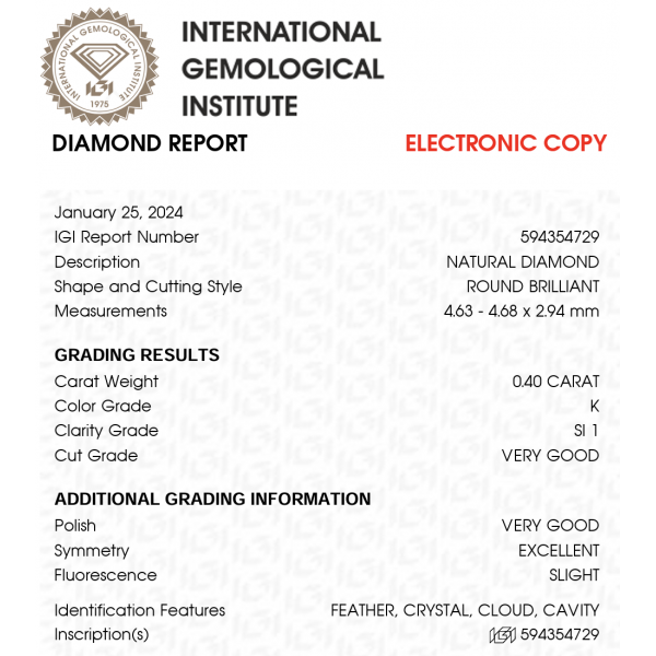 Sužadėtuvių žiedas "Kornelia" 0,48 ct