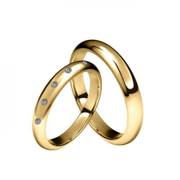 3 mm vestuvinių žiedų pora su briliantais