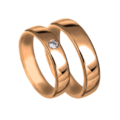 Vestuvinių žiedų pora su briliantu 0,04 ct 