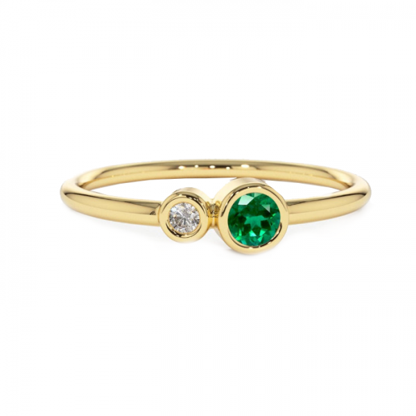Žiedas su smaragdu ir briliantu "Marilou"