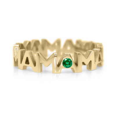 Žiedas "Mama" su smaragdu