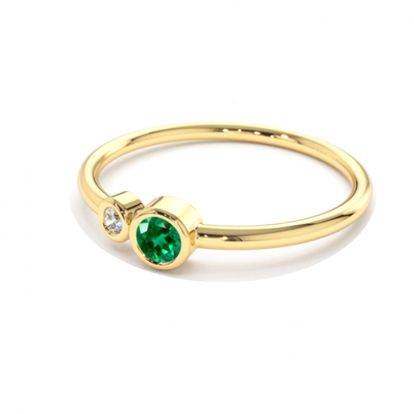 Žiedas su smaragdu ir briliantu "Marilou"